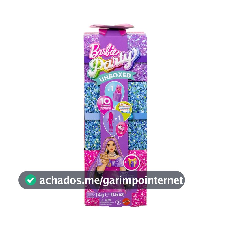 Barbie Party Unboxed Boneca Get Ready with Me Vestido Rosa para crianças a partir de 3 anos