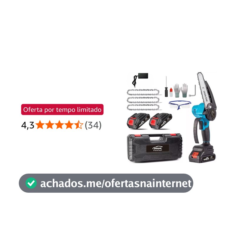 FINYQBET Mini Sem Fio Motosserra de Mão de 8",com 2 Baterias 21V (100-240V)