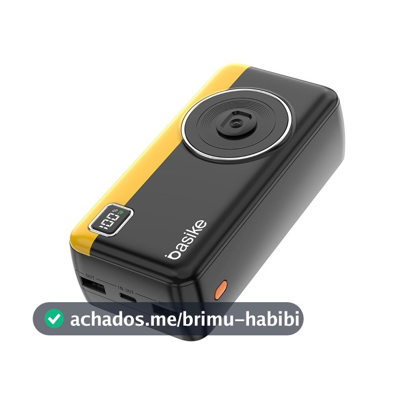 Power Bank 30000mAh, Basike Carregador Portátil com Cabo(Preto)