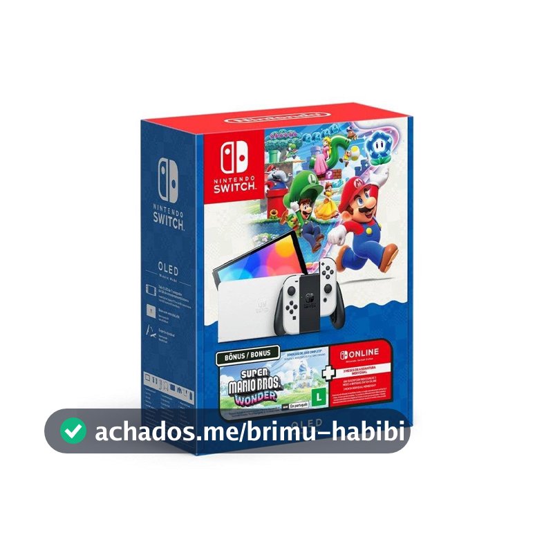 Bundle Nintendo Switch OLED + Super Mario Bros Wonder + 3 Meses de Assinatura Nintendo Switch Online
