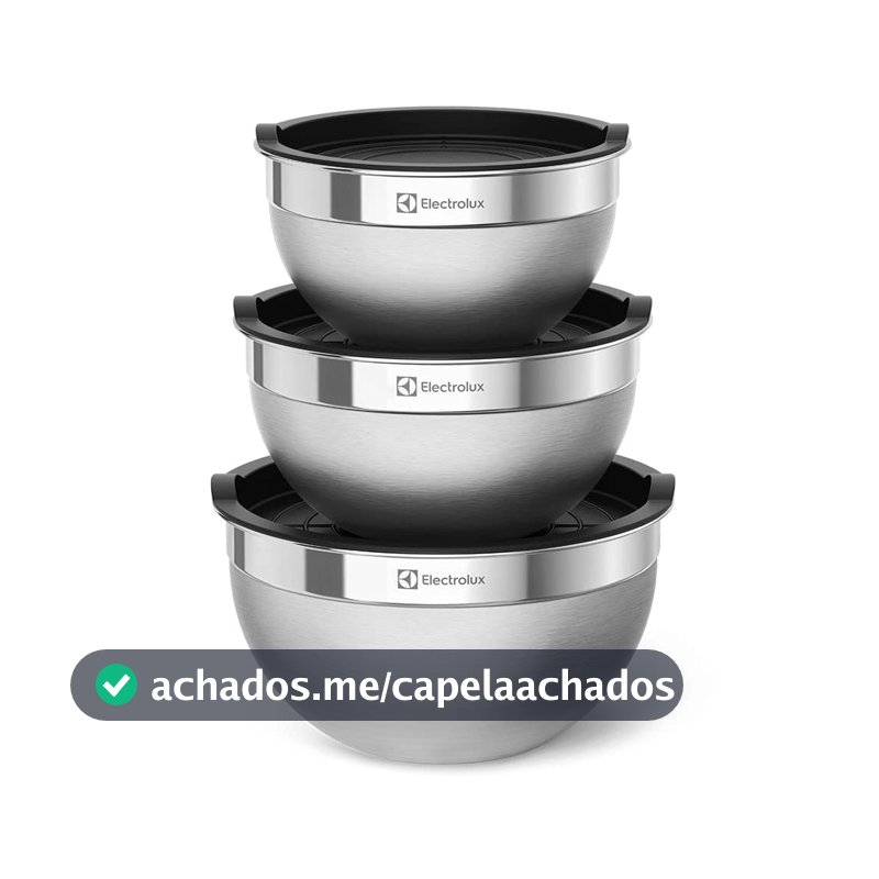 Conjunto de Bowls Tigelas de Inox com Tampa Plástica Electrolux