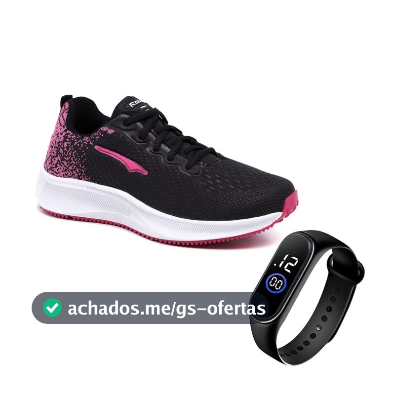 Tenis Academia Feminino Leve Macio Corrida + Relogio
