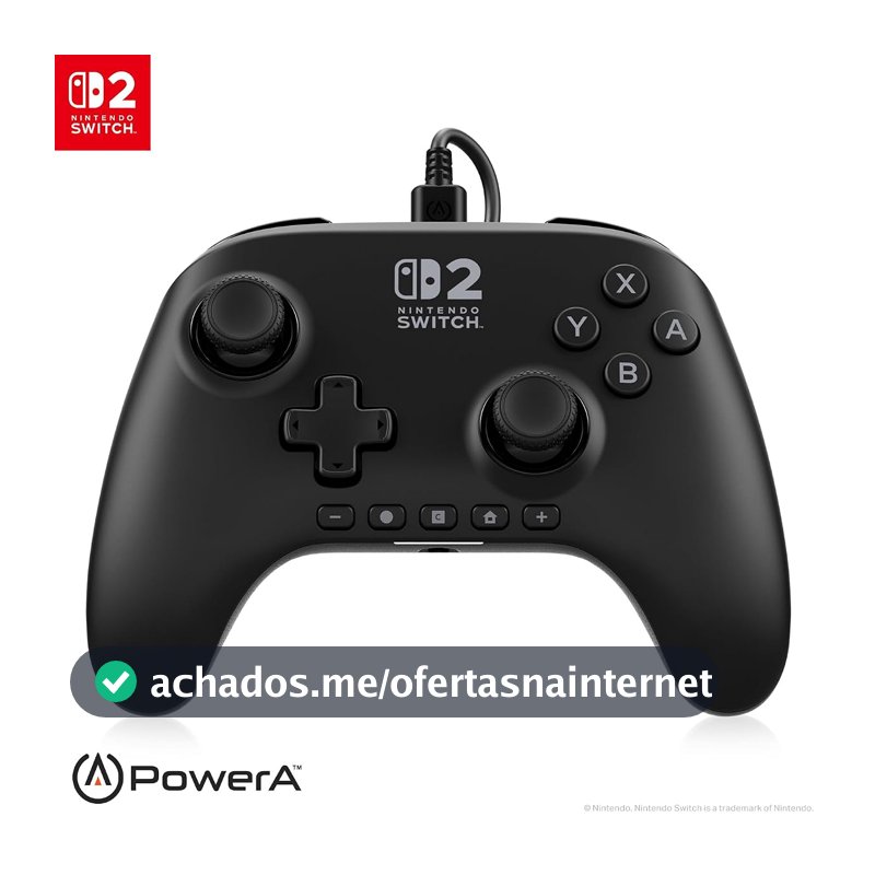 PowerA Controle Advantage com Fio para Nintendo Switch 2 - Preto, Licenciado, Efeitos Hall, Botões Mapeáveis, Pro Controller, Botão-C, Controles de Áudio