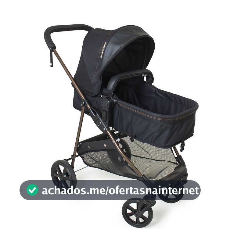 Carrinho de Bebê Berço Moisés Passeio Napoli Preto Galzerano