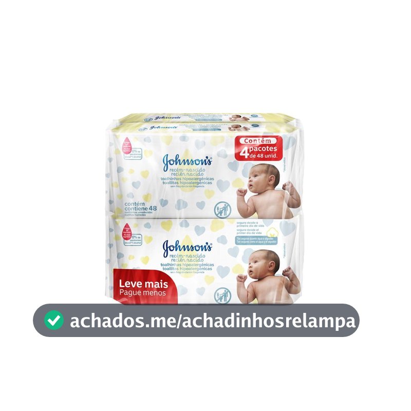 Lenços Umedecidos Johnson's Baby Recém-Nascido, 192 Unidades