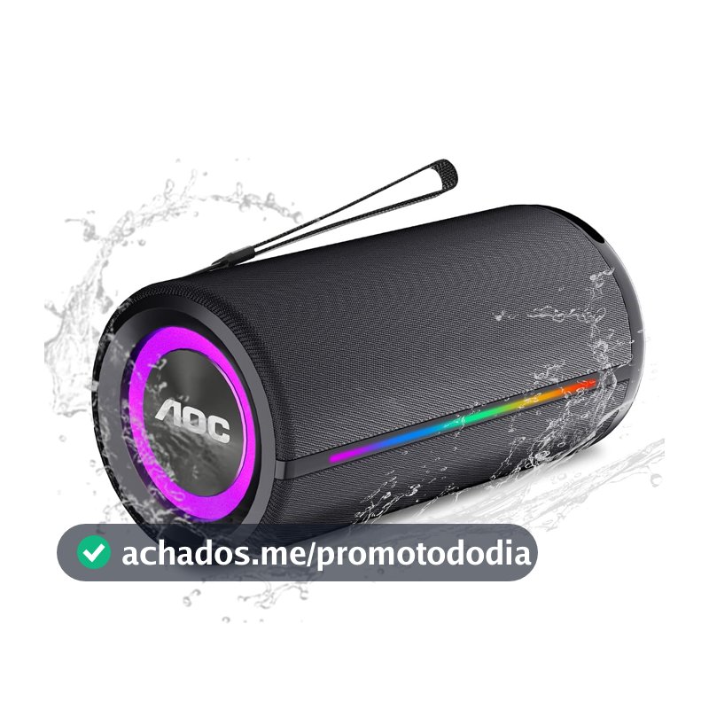 AOC ACS4341 Caixa de Som Portátil, Alto-falante Bluetooth portátil IPX5 à prova d'água, 35W, AI Sound Boost, Emparelhamento Estéreo Aem Fio, Suporte BT/TF/TWS/AUX para Viajar, Acampar