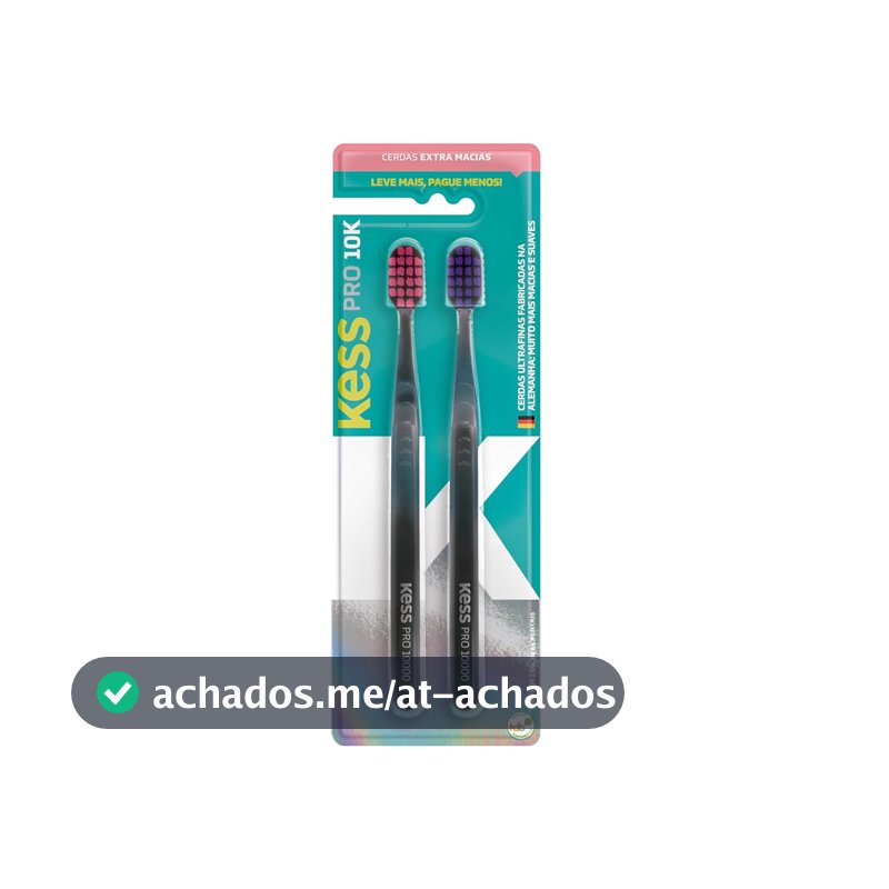 KESS Pack Com 2 Escovas Dentais Pro 10K Extra Macias Preto