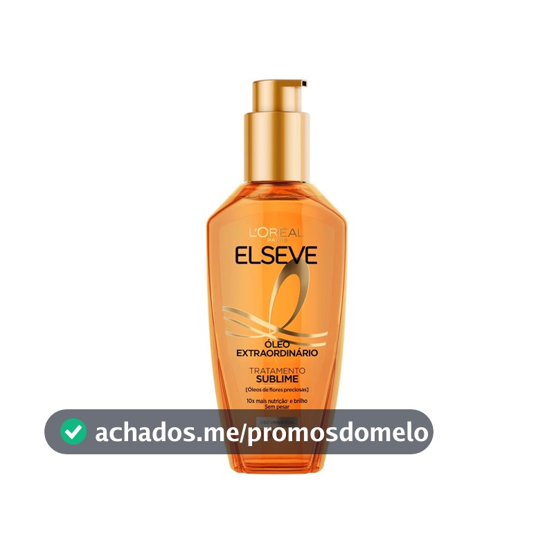 L'Oréal Paris Elseve Óleo Extraordinário Finalizador Capilar, Nutrição Profunda com 6 Óleos Preciosos, Anti-Frizz, Proteção Térmica até 230°C, Brilho Intenso para Todos os Tipos de Cabelo, 100ml