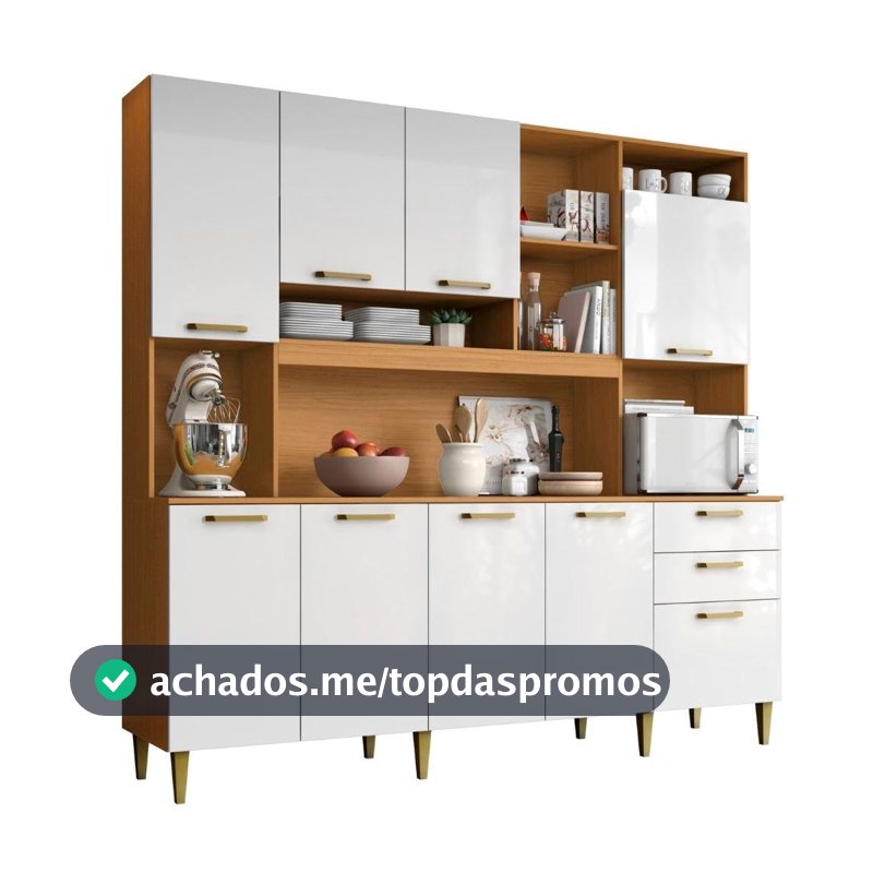 Armário de Cozinha Completa Aramóveis Kit Mega 9 Portas 2 Gavetas