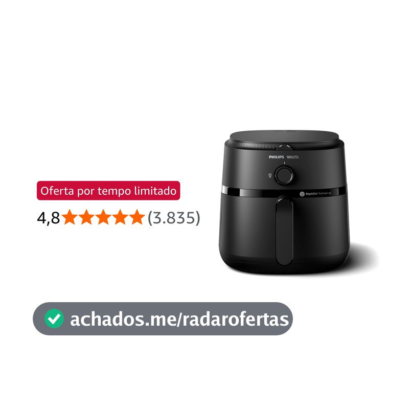 Philips Walita Fritadeira Airfryer Série 1000 XL 6,2L, Preta, 110V