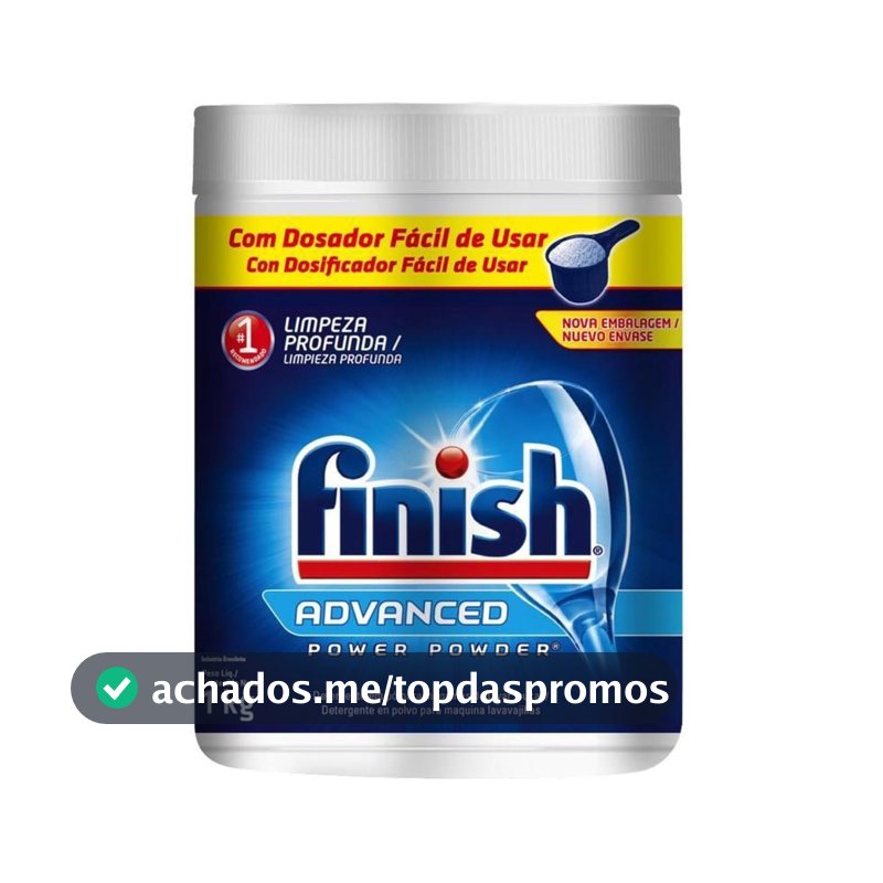 Finish Advanced Detergente para Lava Louças em Pó, Sabão Limpeza Profunda, 1kg