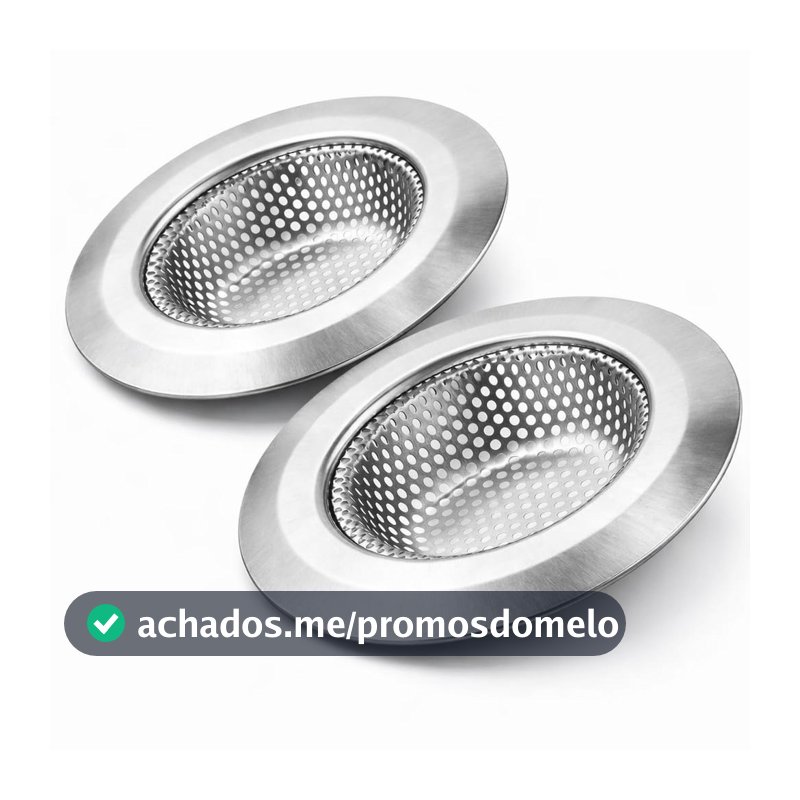 Ralo de Pia Inox Premium, 5,5cm, Antientupimento, Design Moderno, Fácil Limpeza, 2 Unidades