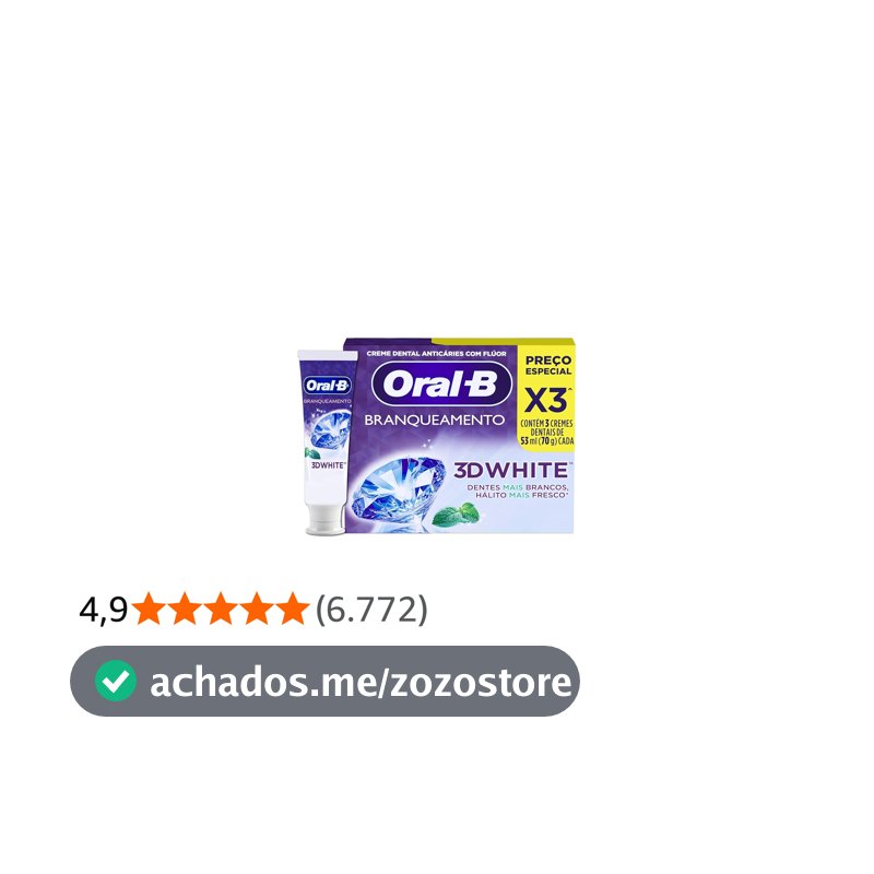 Oral-B Pasta de Dente 3D White Brilliant Fresh, 3 Unidades de 70 g