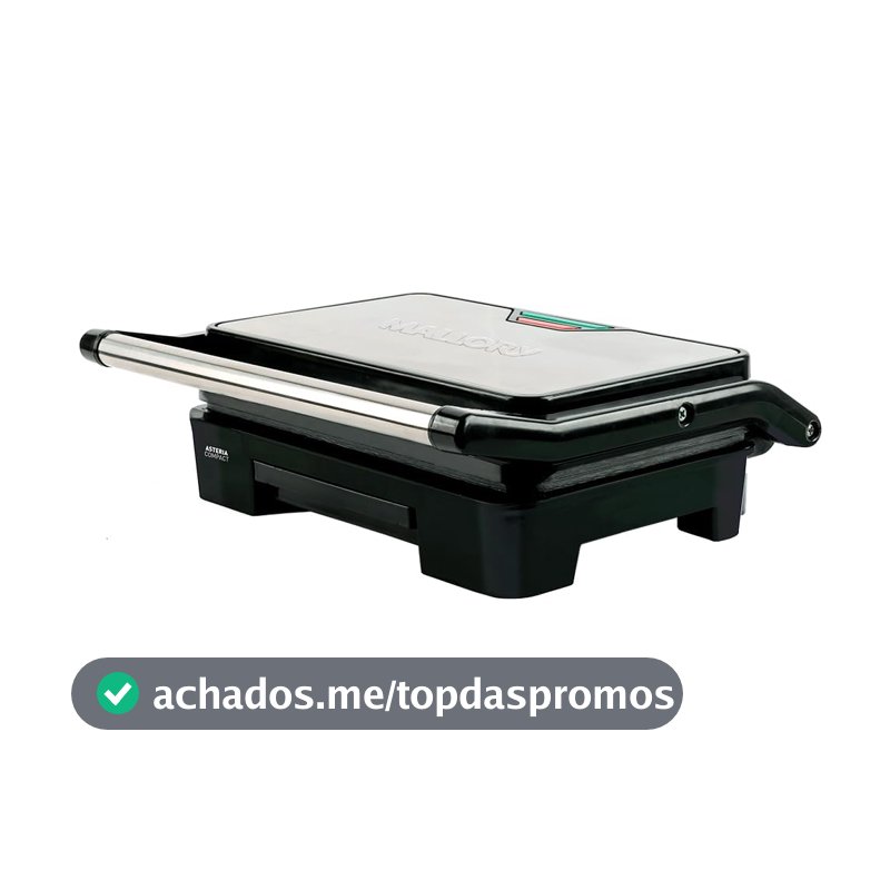 Grill Asteria Compact Mallory Grill multifunção, Luzes indicadoras de funcionamento, Alça com Toque-Frio e Trava de segurança 220V