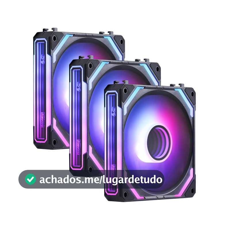 Kit 3 Ventoinhas Redragon ARGB Infinity Mirror 120mm Interligáveis Preto GC-F012