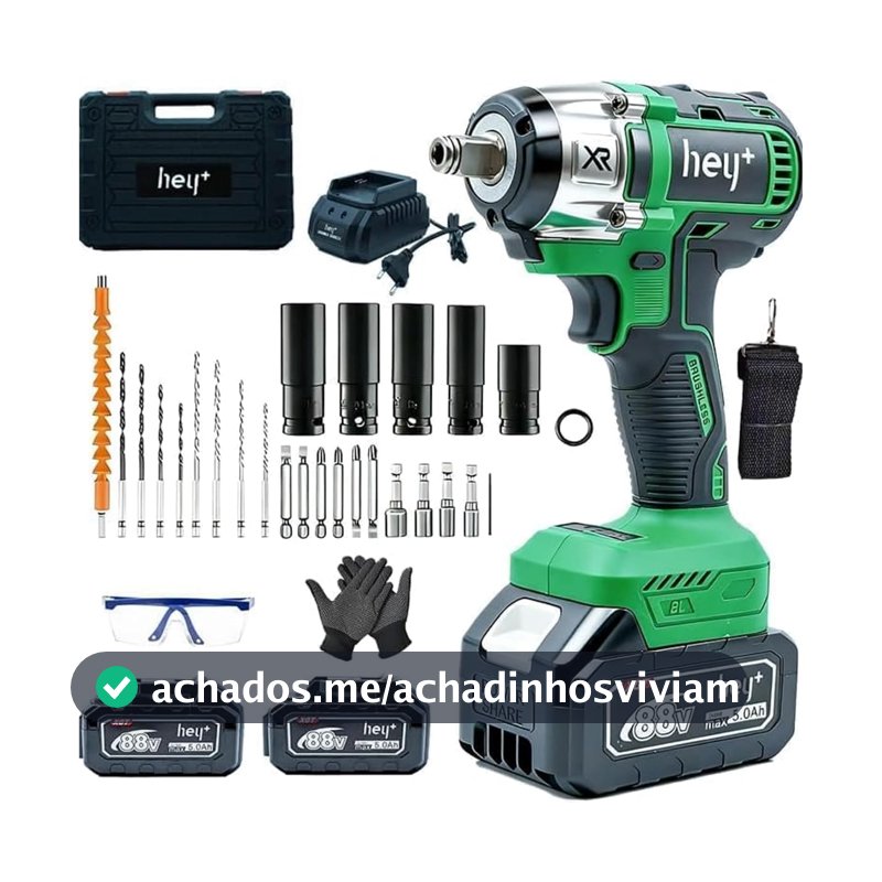 Chave de Impacto Sem Fio, Alta Velocidade Até 3800 RPM, Furadeira de Impacto Multiuso 4800N com Cabo de Borracha e Carregador, Parafusadeira e Furadeira para Profissional Doméstico