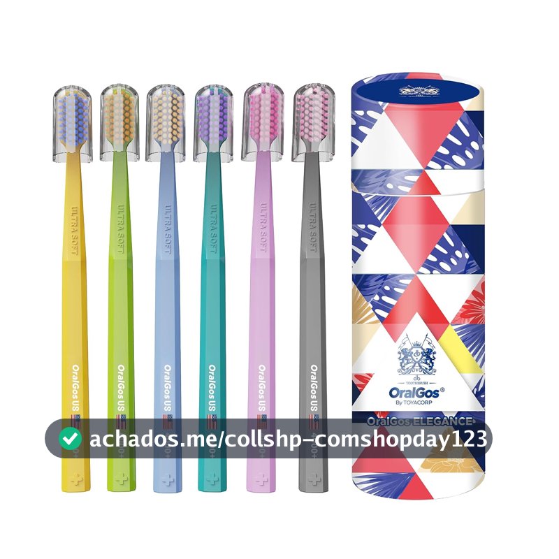 OralGos Escova de Dentes Premium 6 unidades Colorido, Cerdas Ultra Macias