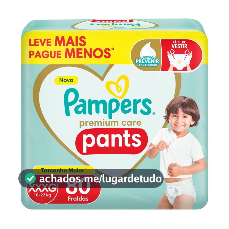 Fralda Pampers Premium Care Pants Tamanho XXXG 80 Unidades