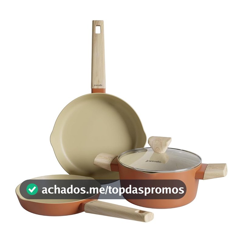 Conjunto de Panelas NATURIT TERRACOTA 3 Peças - Frigideiras 20cm e 24cm + Caçarola 20cm - Alumínio Reciclado Antiaderente - Indução