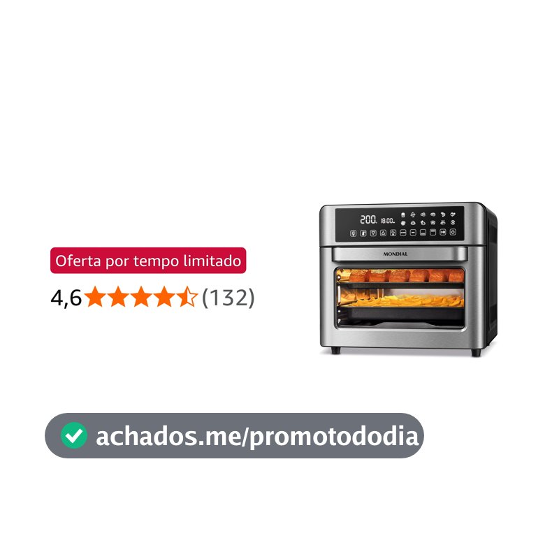 MONDIAL Fritadeira Air Fryer Forno Oven Digital 25L, Preto/Inox, 2200W, 220V - AFO-25L-BI