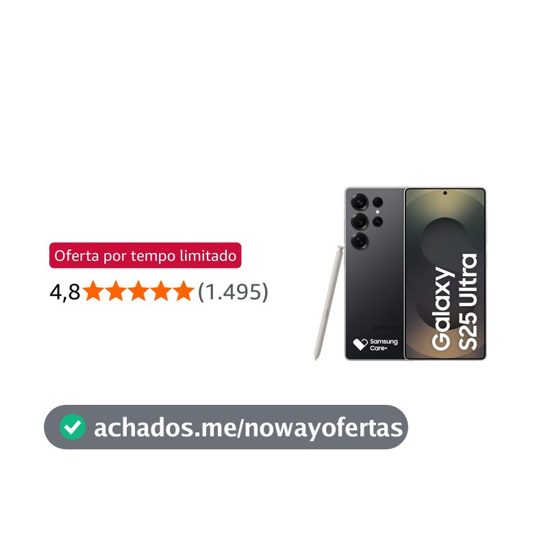 Celular Samsung Galaxy S25 Ultra 5G, 256GB, 12GB RAM, Câmera Quádrupla de 200+50+10+50, Tela Grande de 6.9", Titânio Preto