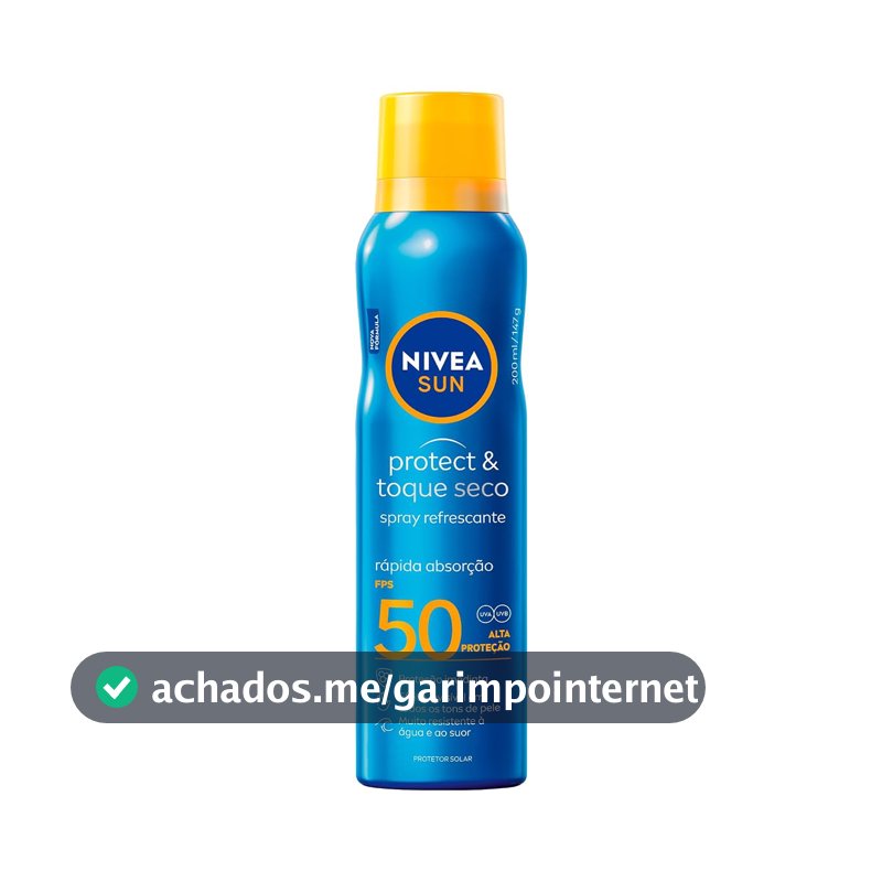 NIVEA SUN Protetor Solar Spray Protect & Toque Seco FPS 50 200ml, Alta Proteção UVA/UVB, Efeito Invisível, Rápida Absorção, Ação Refrescante