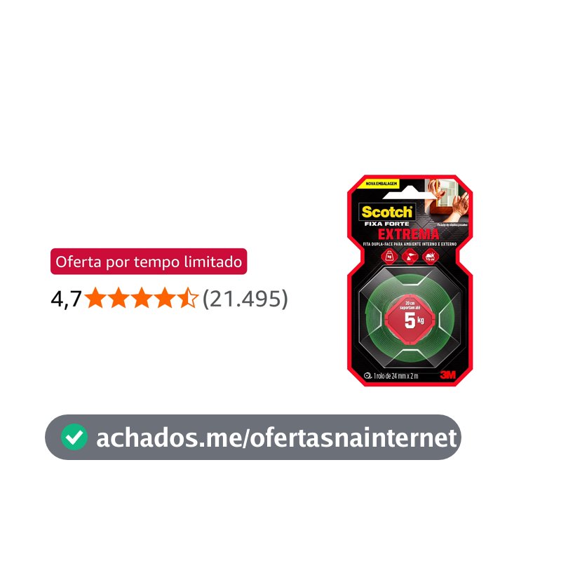 SCOTCH 3M Fita Dupla-face Fixa Forte Extrema 24 mm x 2 m 1 Unidade