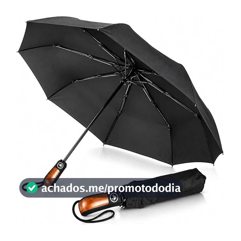 Guarda Chuva Automático Preto Médio Reforçado 8 Varetas Compacto Resistente Vento Sombrinha Portátil Proteção UV Moderno