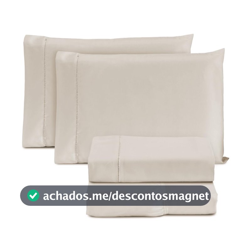 Jogo de Cama Casal Padrão Percal 400 Fios Ponto Palito 04 Peças, Antiácaro, Não faz bolinha Toque Extra Macio – Branco -