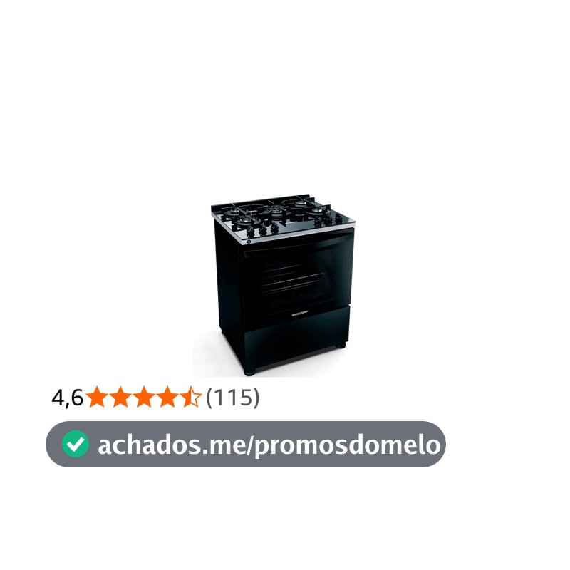 Fogão 5 Bocas de Piso Brastemp Mesa de Vidro Bivolt Preto BFS5VCE