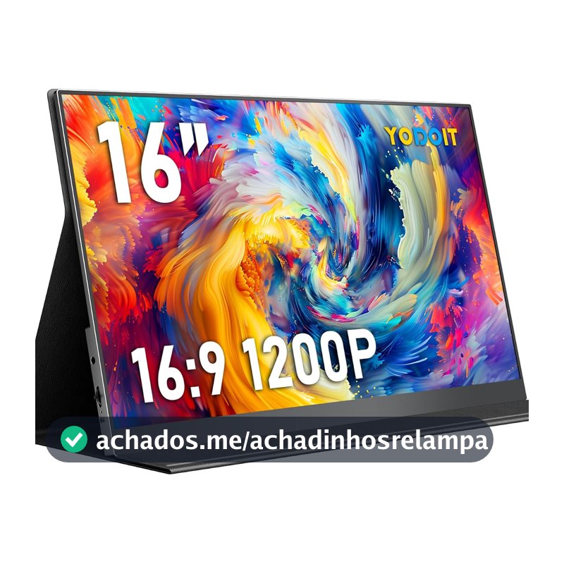 Yodoit Monitor Portátil 16" 100% SRGB FHD Tela com Porta USB Tipo C HDMI com Capa Inteligente Compatível com Laptop, PC, MacBook, Xbox, PS5, Phone