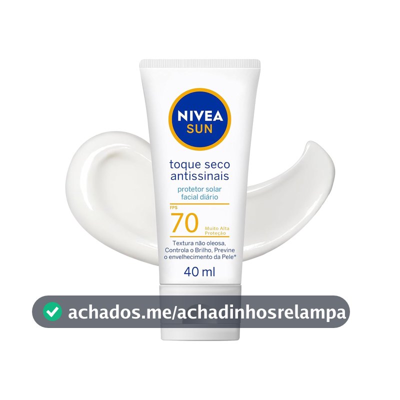 NIVEA SUN Protetor Solar Facial Toque Seco Antissinais FPS 70 40ml - Com muito alta proteção contra raios UVA/UVB, controla o brilho e previne o envelhecimento precoce