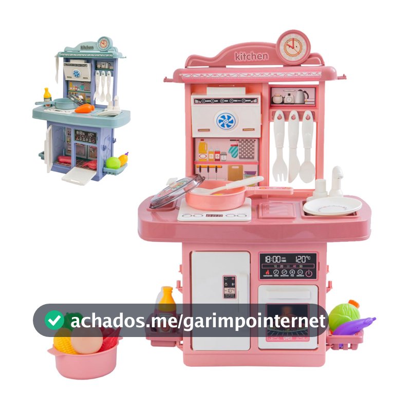 Cozinha Infantil De Brinquedo Completa Sai Água e Som Com Acessórios Faz de conta (ROSA)
