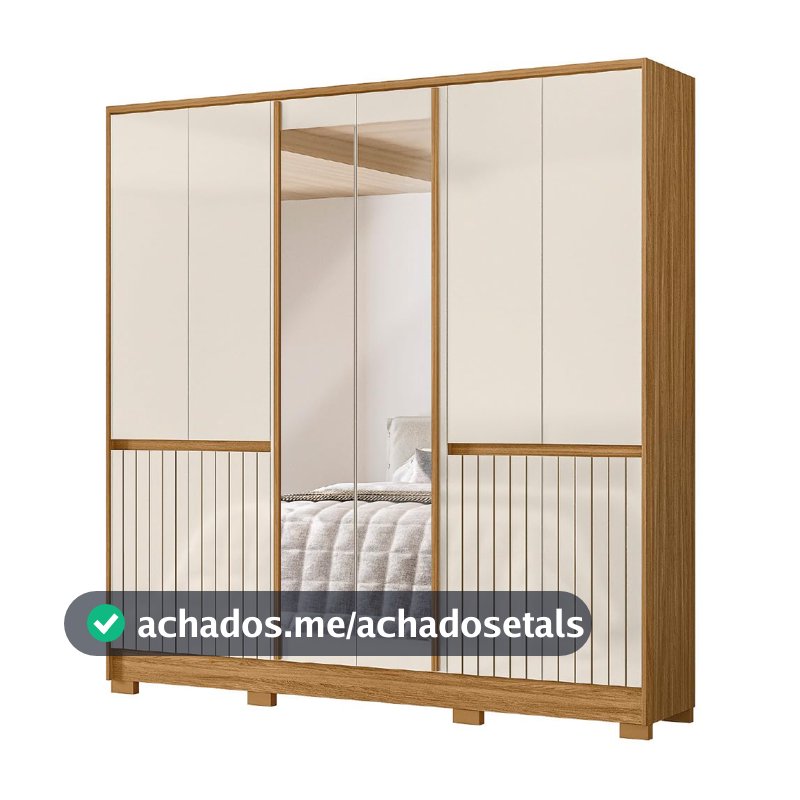 Guarda-roupa Casal com Espelho 4 Gavetas 10 Portas Moval Móveis Crystal Alasca