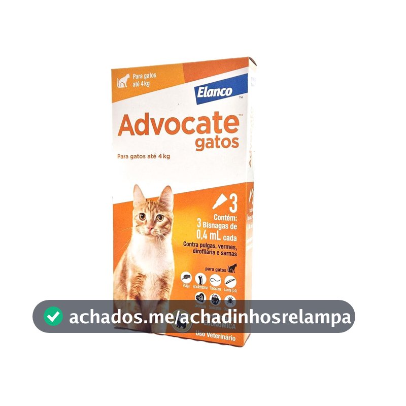 Elanco Combo Advocate Multiproteção contra pulgas, vermes, sarnas em gatos de até 4 Kg - 3 Bisnagas
