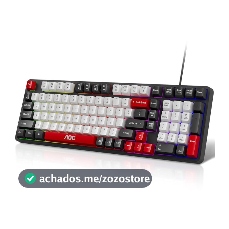AOC GK116 Teclado com fio, Teclado Membrana Gamer RGB, Compatível com PC e Notebook, Jogo E Escritório