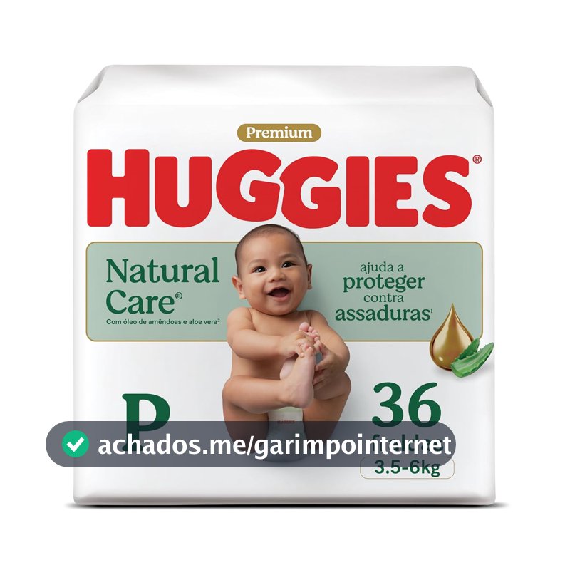 Huggies Fralda Descartável Premium Natural Hipoalergênica Care P - 36UN
