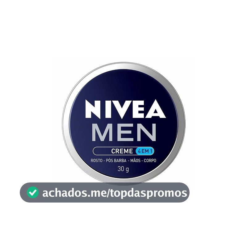 NIVEA MEN Creme 4 em 1 30g, Hidratação Intensa, Evita Ressecamento, Corporal, Facial, Mãos, Pós Barba, Pele Normal e Extrasseca