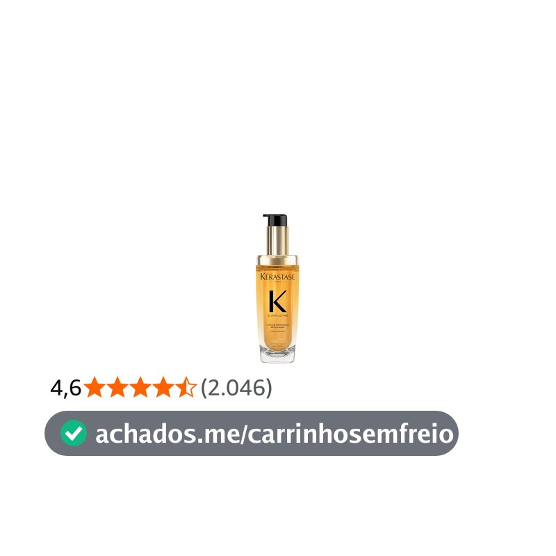 Kérastase Elixir Ultime L'Huile Originale, Óleo Capilar Nutrição Profunda, Brilho Proteção Térmica, Antifrizz e Maciez para Todos os Tipos de Cabelo, 75ml