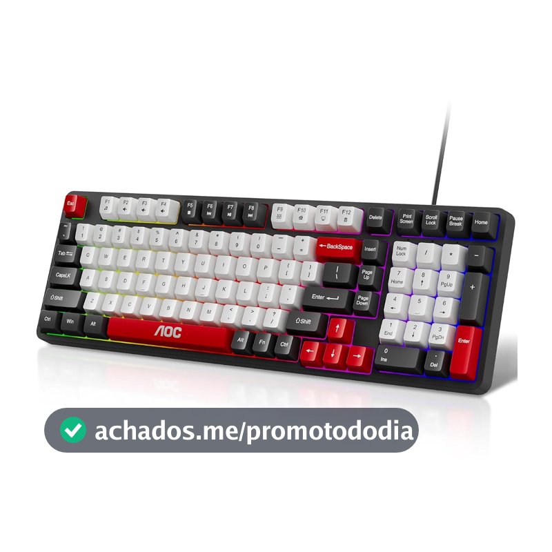 AOC GK116 Teclado com fio, Teclado Membrana Gamer RGB, Compatível com PC e Notebook, Jogo E Escritório