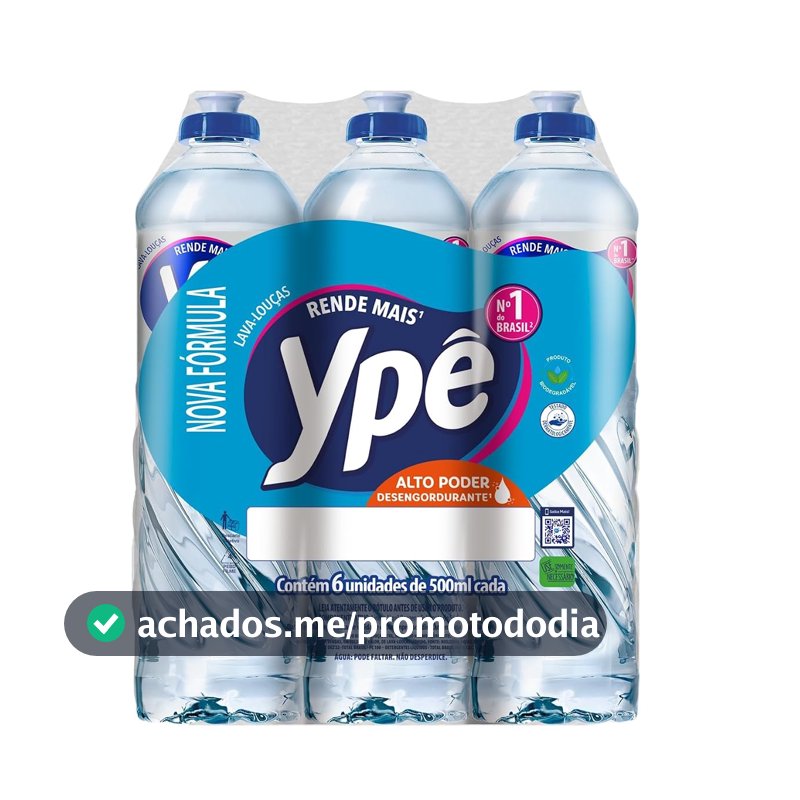 Ypê Pack Detergente Clear 500ml (6 unidades)