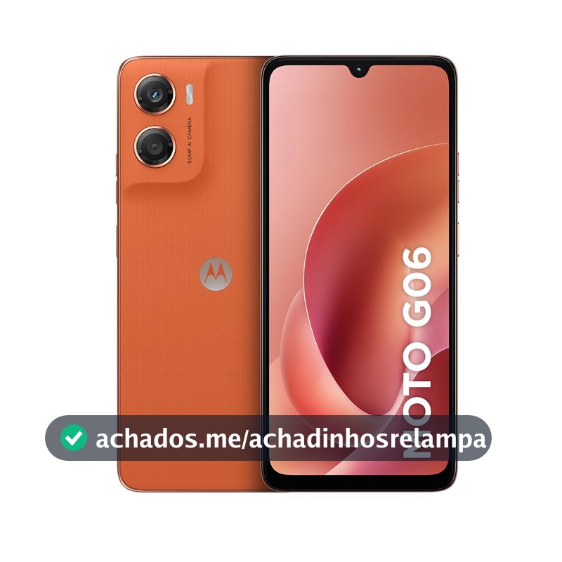 Smartphone Motorola Moto g06-128GB 12GB (4GB RAM + 8GB Ram Boost) e Camera 50MP com AI Bateria de 5200 mAh Tela 6.9" - Laranja