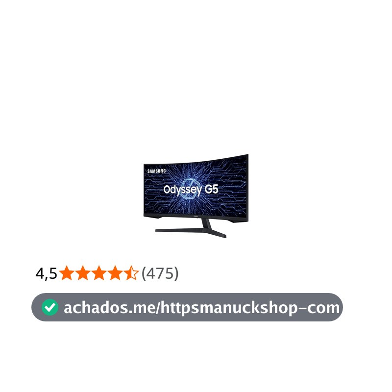 Monitor Gamer Curvo Samsung Odyssey 34’’, Ultra WQHD, 165Hz, 1ms, tela ultrawide, HDMI, Display Port, Freesync Premium, preto, série G5
