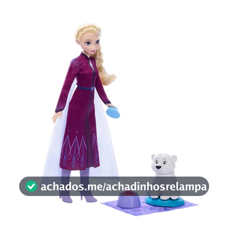 Boneca Elsa Frozen Disney com Bebê Urso Polar Mattel. Kit com 4 acessórios para brincar de cuidar do animal. Ideal para crianças a partir dos 3 anos.