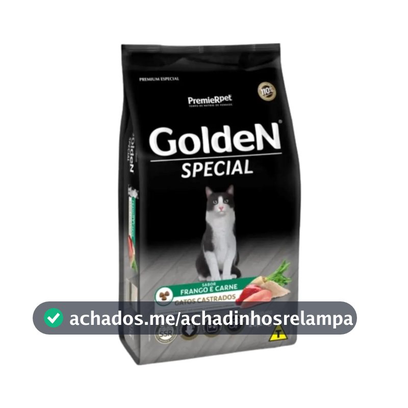 PremieR Pet Golden Special Ração Seca para Gatos Castrados Sabor Frango e Carne 10,1kg