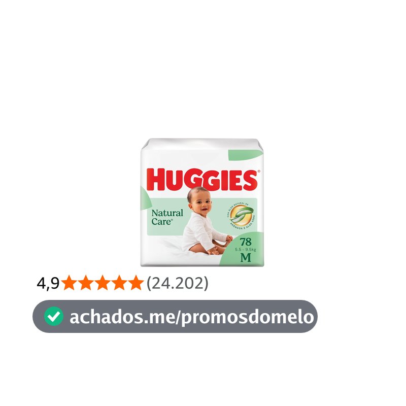 Huggies Fralda Descartável Premium Natural Care M - 78 Un