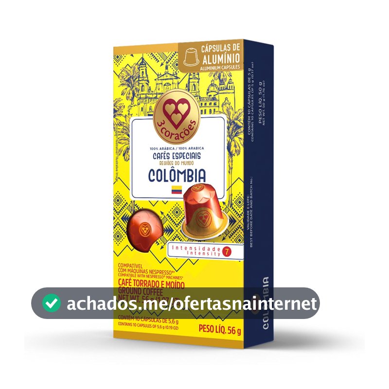 3 Corações Cápsulas de Café Regiões do Mundo Colômbia, Compatíveis com Nespresso, contém 10 cápsulas