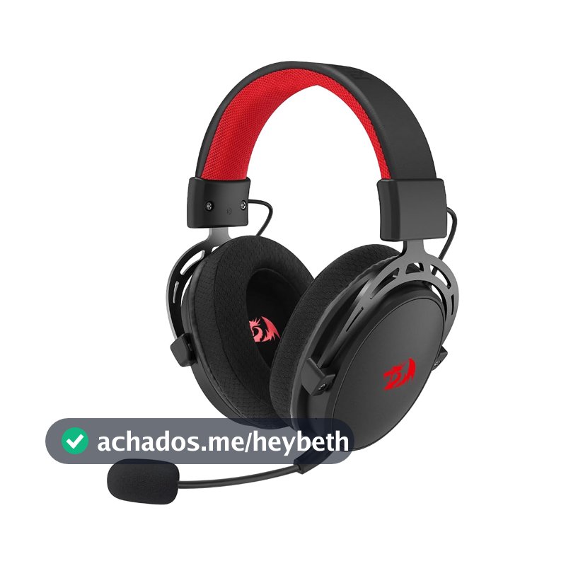 Headset Gamer Redragon Cragblade Pro Preto Sem Fio Bluetooth, USB 2.4GHz USB, 3.5mm Drivers 50mm Microfone Duplo 7.1 Surround Virtual PC, PS3, PS4, PS5, XBox One, Switch