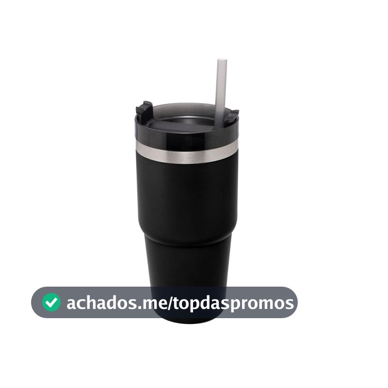WOLFF - Copo Térmico Parede Dupla SlimTerm com Base Ergonômica e Canudo Preto 590ml