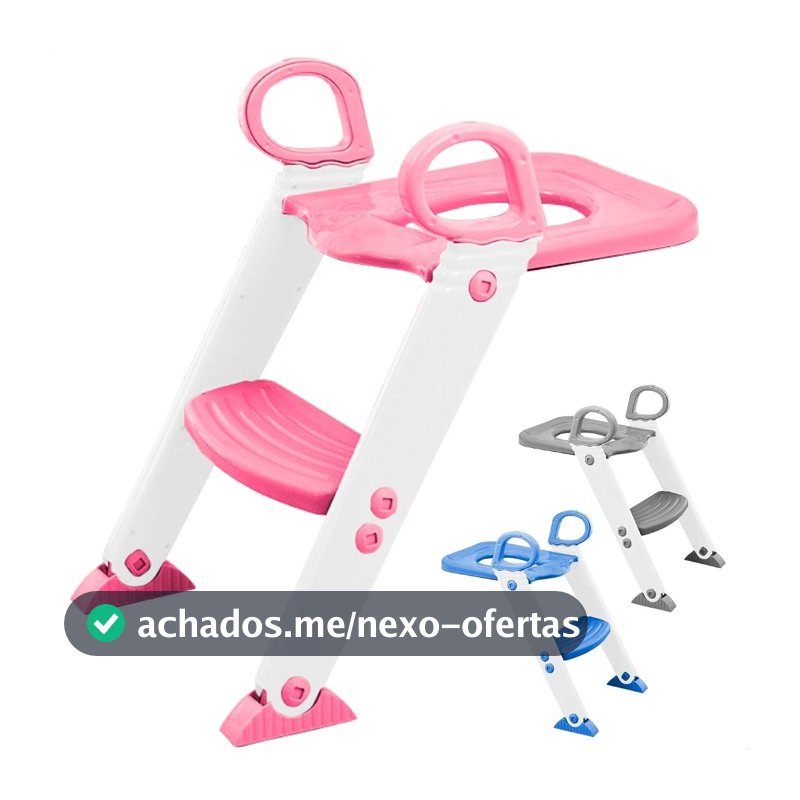 Assento Redutor Infantil Vaso Sanitário Privada Com Escada Trono Troninho (Rosa)